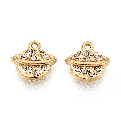 304 Stainless Steel Rhinestone Charms STAS-N110-40G-1