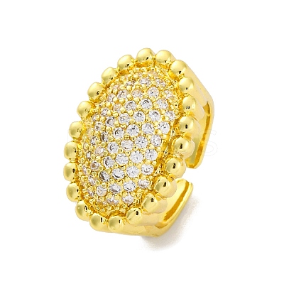 Brass Micro Pave Clear Cubic Zirconia Cuff Rings for Women RJEW-Q009-02G-1