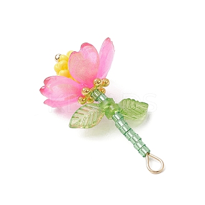 Glass Seed Beaded Flower Pendants PALLOY-MZ00737-1