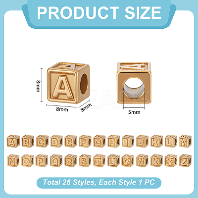 26Pcs 26 Styles 304 Stainless Steel Cube Beads STAS-UN0063-94-1