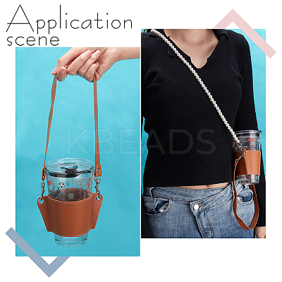 PU Leather Heat Resistant Reusable Cup Sleeve AJEW-WR0001-87A-1