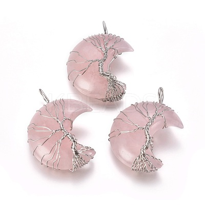 Natural & Synthetic Mixed Stone Tree of Life Wire Wrapped Pendants G-L520-E-P-1