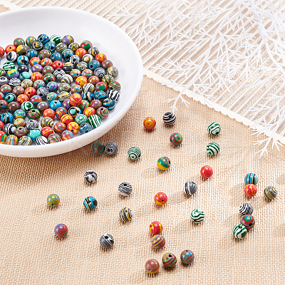 240Pcs 8 Colors Synthetic Malachite Beads G-AR0004-25-1