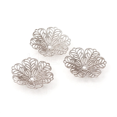 6-Petal Brass Fancy Bead Caps KK-I669-07P-1
