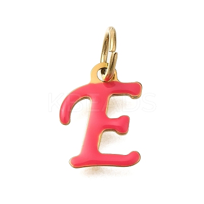 Ion Plating(IP) 304 Stainless Steel Enamel Alphabet Charms STAS-F308-02G-E-1