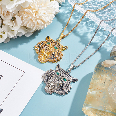 2Pcs 2 Colors Alloy Pendant Necklaces Set with Rhinestone NJEW-AN0001-83-1