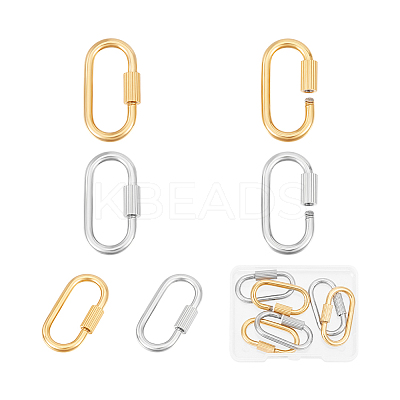 6Pcs 2 Colors 304 Stainless Steel Screw Carabiner Lock Charms STAS-UN0060-77-1
