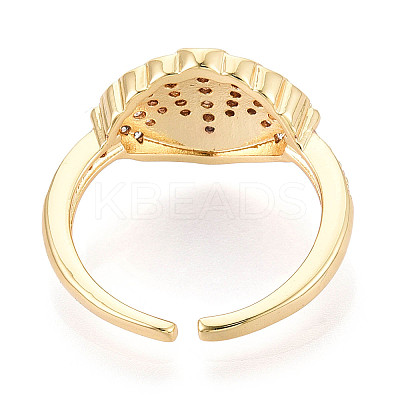 Brass Micro Pave Cubic Zirconia Adjustable Open Cuff Rings for Women RJEW-N051-03G-1