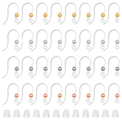 80Pcs 4 Colors Eco-Friendly Plastic Earring Hooks STAS-FH0002-15-1