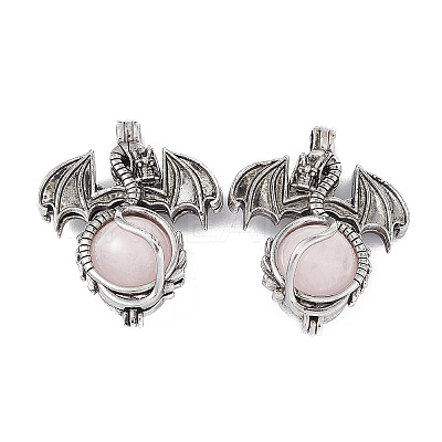 Natural Rose Quartz Pendants G-P491-02AS-08-1