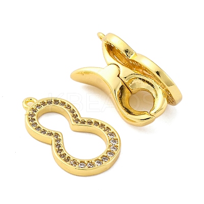 Brass Clear Cubic Zirconia Fold Over Clasps KK-Z078-40G-1