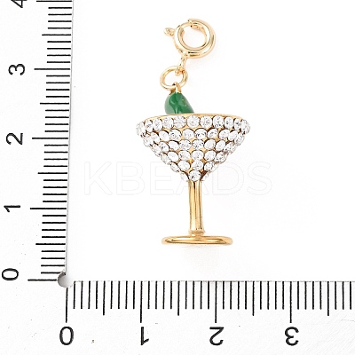 304 Stainless Steel Enamel & Rhinestone Pendant Decorations LS-STAS-D205-08A-G-1