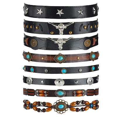 8Pcs 8 Styles Imitation Leather Adjustable Hat Bands FIND-ME0002-83-1
