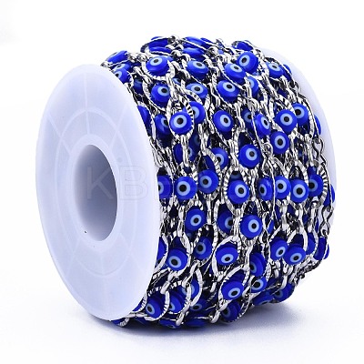 304 Stainless Steel Textured Oval Cable Chains CHS-T003-33P-02-1
