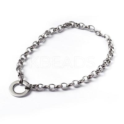 Non-Tarnish Ring 304 Stainless Steel Necklaces NJEW-F196-10P-1