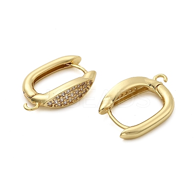 Horse Eye Brass Micro Pave Cubic Zirconia Hoop Earring Findings KK-C134-25G-1