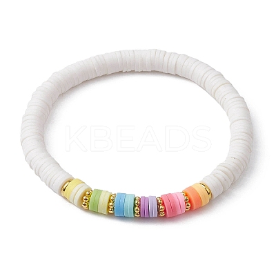 Polymer Clay Heishi Surfer Stretch Bracelet BJEW-JB09642-01-1