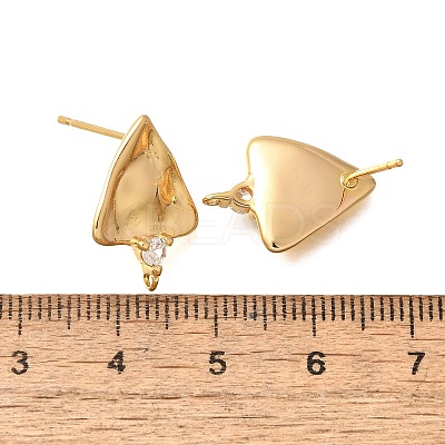 Brass Micro Pave Cubic Zirconia Stud Earring Findings KK-Z092-05G-1