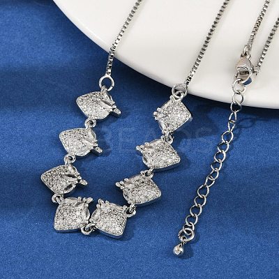 Brass Micro Pave Clear Cubic Zirconia Fruit Bib Necklaces NJEW-F342-01A-P-1