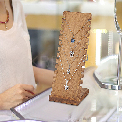Cedarwood Jewelry Slan Back Pendant Necklace Organizer Display Stands ODIS-WH0078-23-1