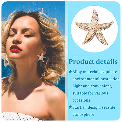 4 Pair 4 Colors Alloy Starfish Dangle Stud Earrings with 304 Stainless Steel Pins EJEW-AN0004-47-1