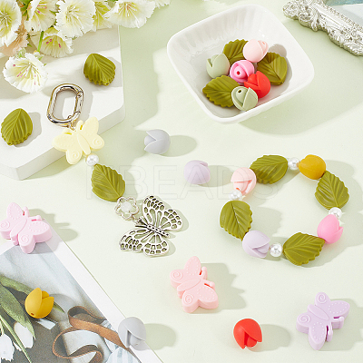Food Grade Eco-Friendly Silicone Butterfly & Flower Bracelet Pendant Decoration Making Kit DIY-SC0024-85-1