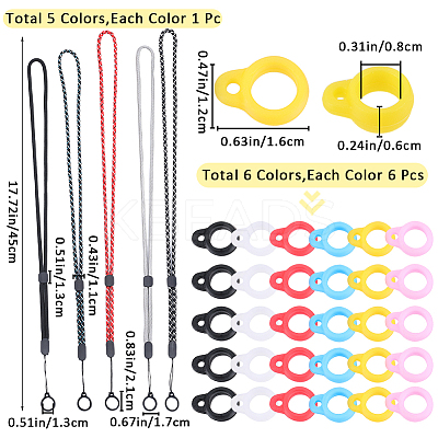 5Pcs 5 Colors Polyester Neck Strap DIY-GF0008-26-1