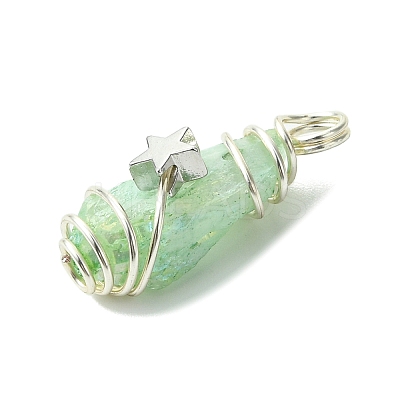 2Pcs Electroplated Natural Quartz Crystal Dyed Copper Wire Wrapped Pendants PALLOY-JF03172-02-1
