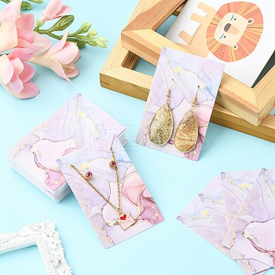 50Pcs Rectangle Hot Stamping Cardboard Paper Jewelry Display Cards CDIS-CJ0001-04-1