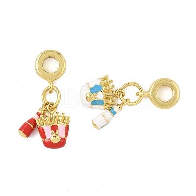 2Pcs 2 Colors Brass Enamel European Dangle Charms KK-FS0001-81-1