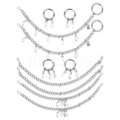10Pcs 10 Styles 201 Stainless Steel Cuban Link Shoes Chain HJEW-GO00119-1