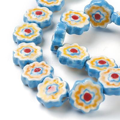 Handmade Porcelain Flower Beads Strands PORC-G006-14A-1