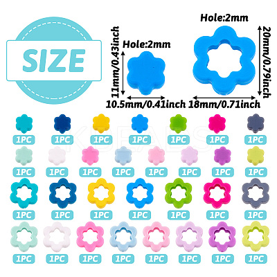 30Pcs 30 Styles Flower Silicone Focal Beads SIL-TA0001-83-1