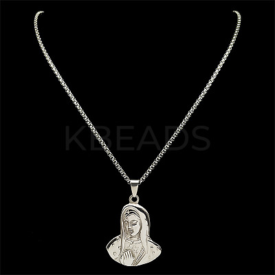 Virgin 201 Stainless Steel Pendant Necklaces for Men Women NJEW-K283-17P-1