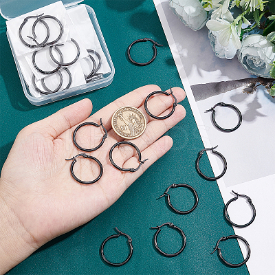 12 Pairs 304 Stainless Steel Hoop Earrings EJEW-UN0001-88-1