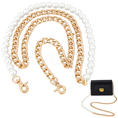 1Pc Plastic Imitation Pearl Beaded Bag Handles PURS-WR0006-92G-1