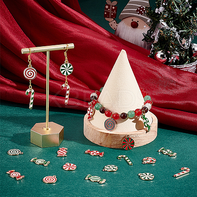 68Pcs 17 Style Christmas Themed Alloy Enamel Pendants FIND-PH0010-59-1