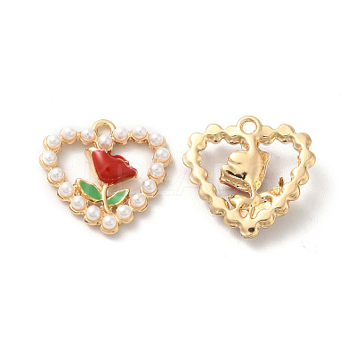Rack Plating Alloy Enamel Pendants ENAM-O050-02G-1