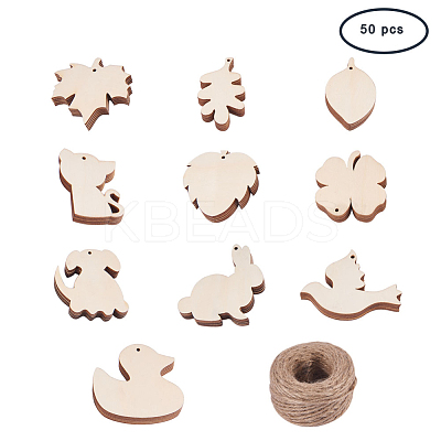 Wood Pendants and Jute Twine DIY-PH0018-13-1