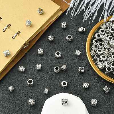 100Pcs 10 Styles Tibetan Style Alloy European Beads FIND-CJ0003-72-1