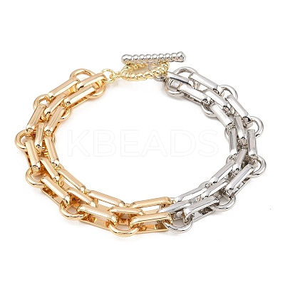 Two Tone Brass Oval Link Chain Bracelets for Women BJEW-G771-01GP-1
