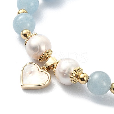 Natural Mixed Gemstone & Pearl Beaded Stretch Bracelet BJEW-JB09360-1