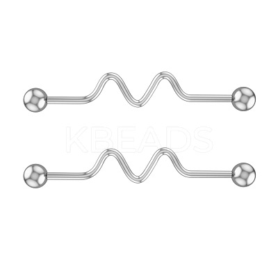 316L Surgical Stainless Steel Wavy Bar Industrial Barbell Cartilage Earrings FS-WG6688D-09-1