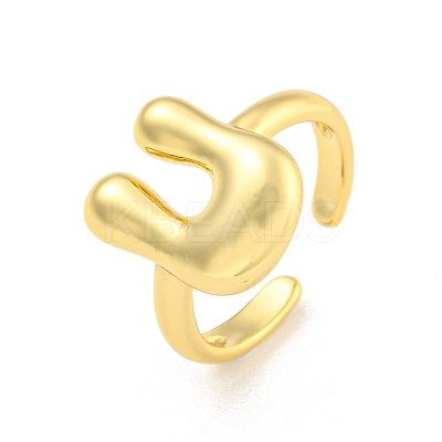 Brass Letter Open Cuff Rings for Women RJEW-G313-01U-G-1