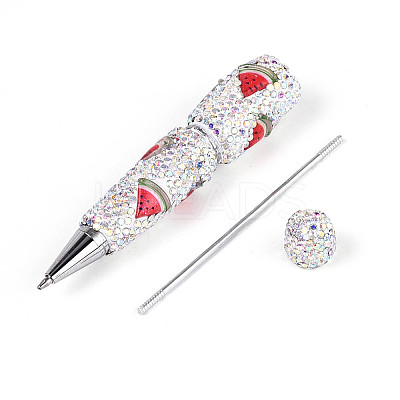 Resin & Polymer Clay Pave Rhinestone Ball-Point Pen AJEW-T013-04E-1