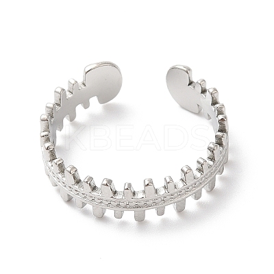 Non-Tarnish 304 Stainless Steel Zipper Shape Open Cuff Ring for Women RJEW-K245-36P-1