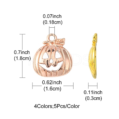 20Pcs 4 Colors Tibetan Style Halloween Pumpkin Jack-O'-Lantern Alloy Pendants TIBEP-YW0001-44-1