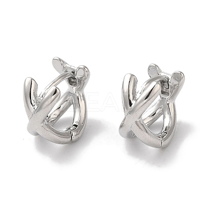 Crossing Double Band Brass Hoop Earrings for Women EJEW-U008-06P-1