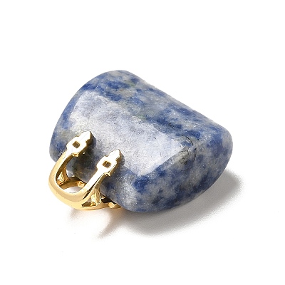Natural Blue Spot Jasper Brass Pendants KK-E274-01G-19-1