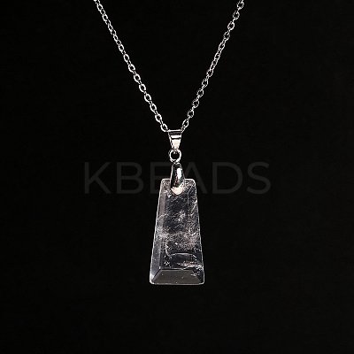 Natural Quartz Crystal Trapezoid Pendant Necklaces PW-WG52881-04-1